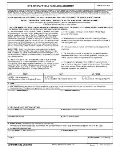 Hold Harmless Agreement Template