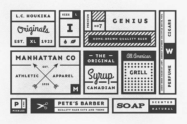 collection of vintage labels