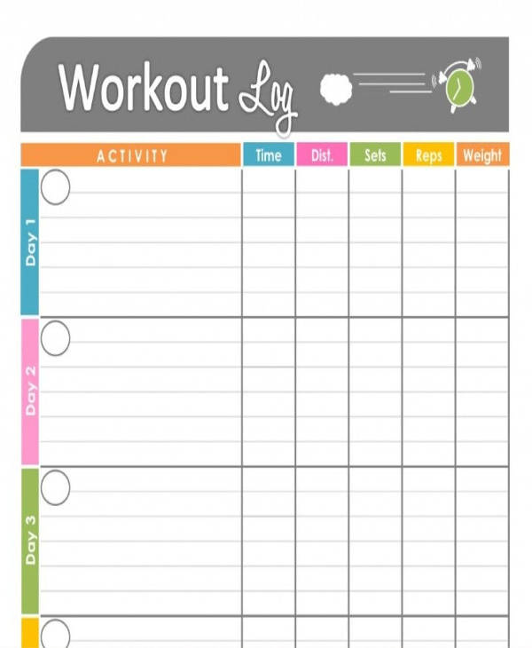 colorful weekly workout log1
