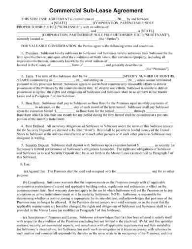 commercial sublease agreement example1