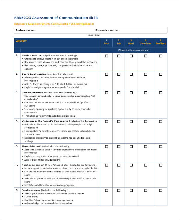 Free 7 Sample Skills Assessment Templates In Pdf Ms Word Excel 