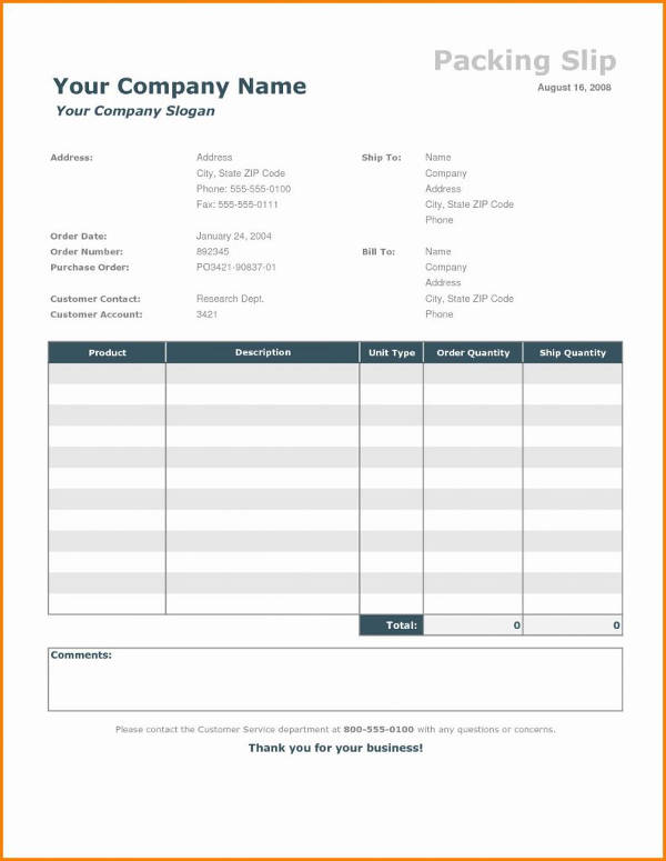 company packing slip template example1