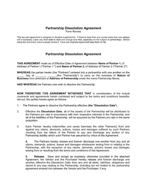 comprehensive dissolution agreement example1