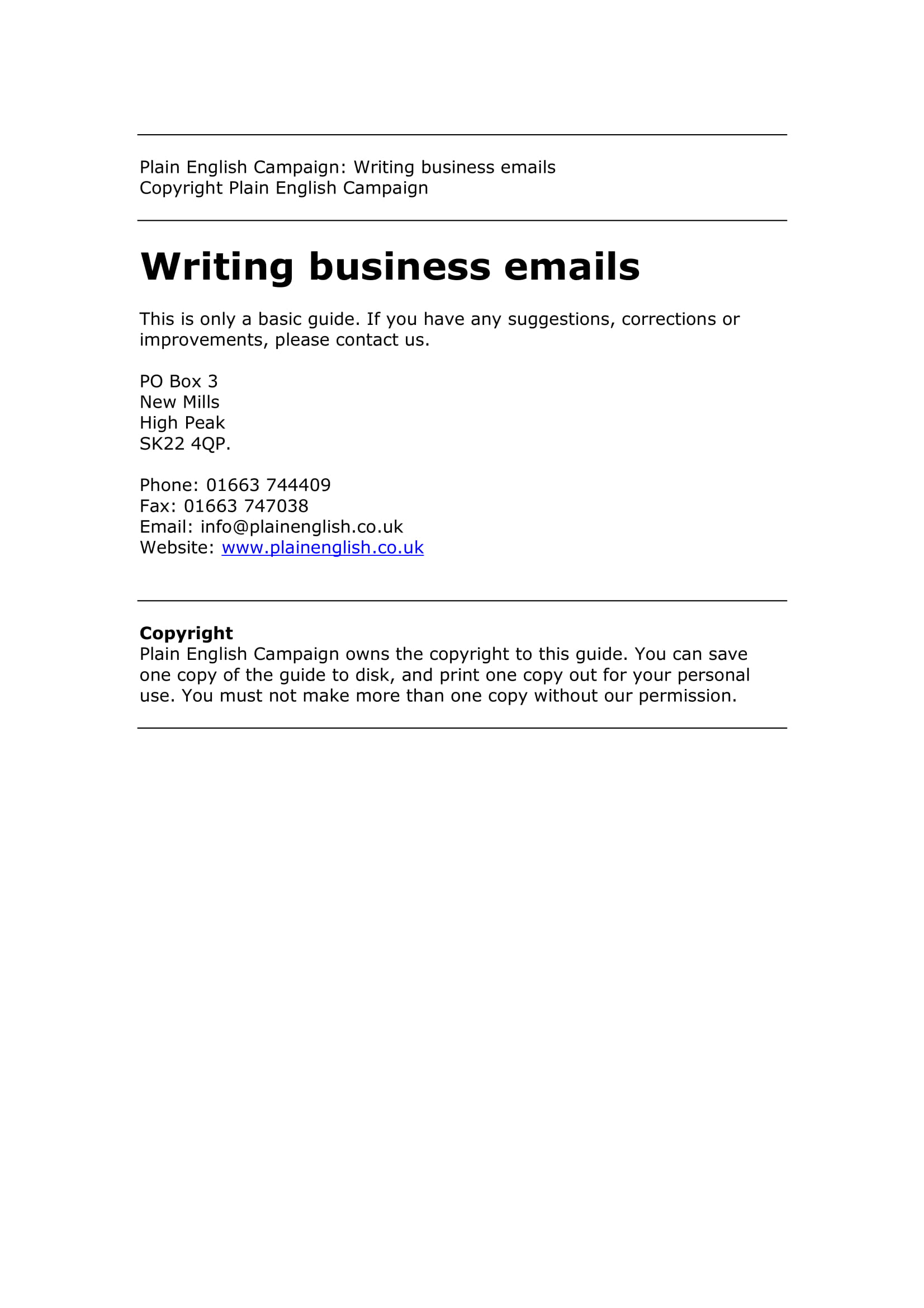 business email writing examples