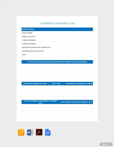 construction daily log template
