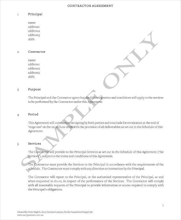 contractor agreement example1