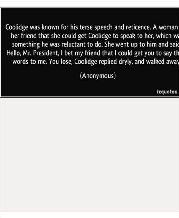 coolidge sample anonymous quote