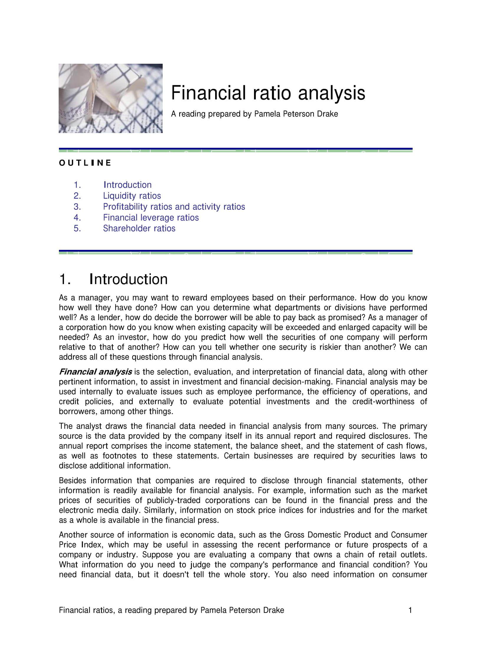 Corporate Financial Ratio Analysis Example 01