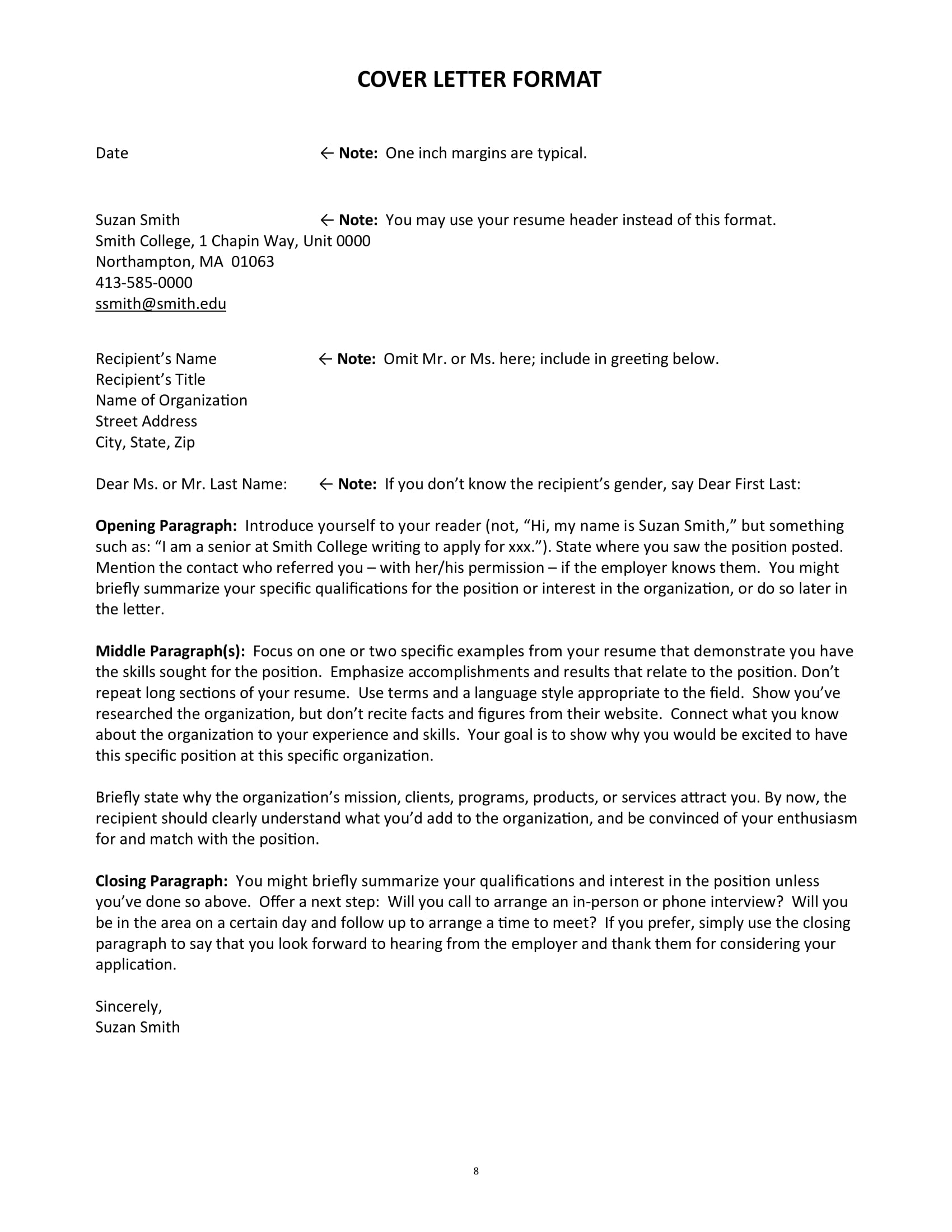 cover letter example paragraph