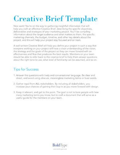 Creative Brief for Project Design Template Example