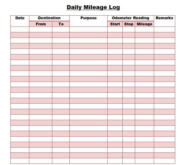 Daily Mileage Log