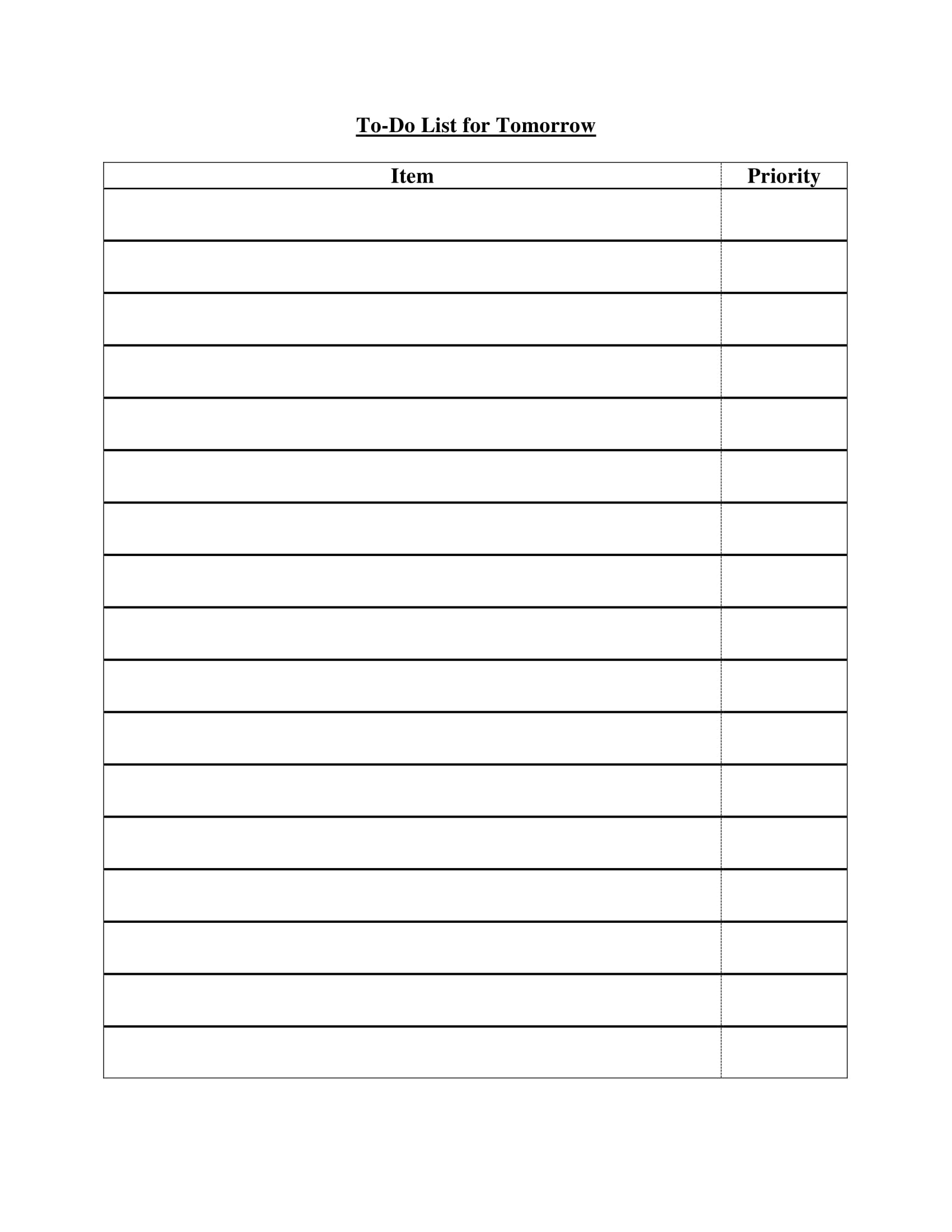daily to do list examples