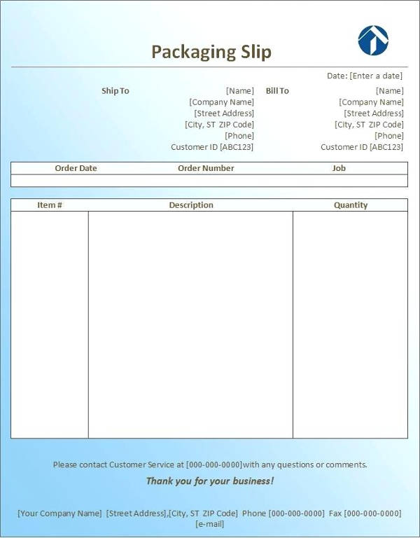 delivery packing slip template example1