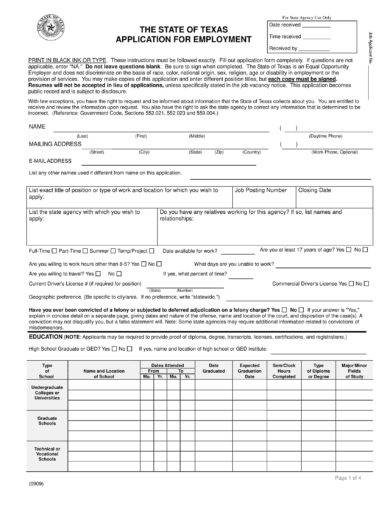 detailed application for employment example