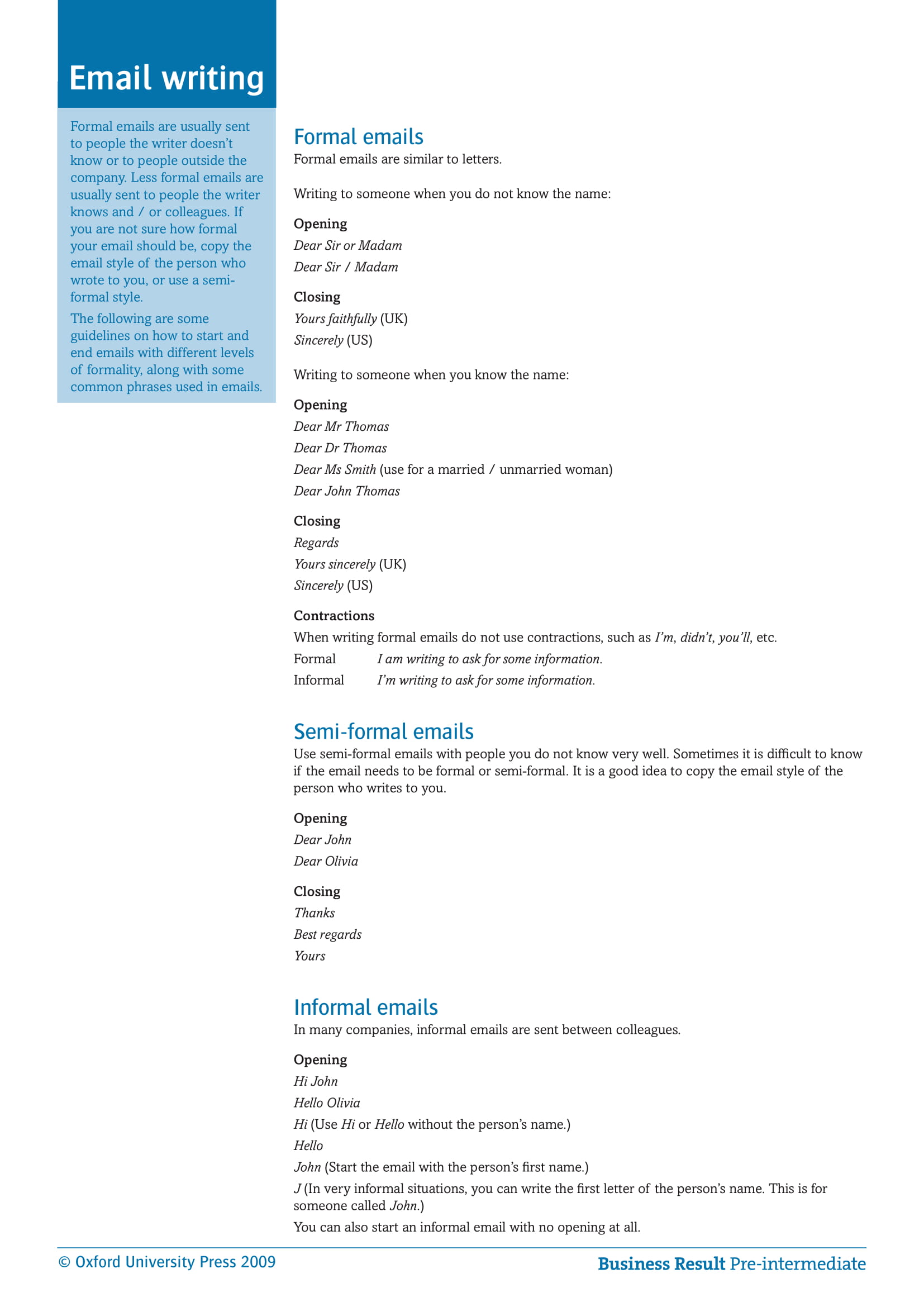 email writing for professional and formal emails example 1