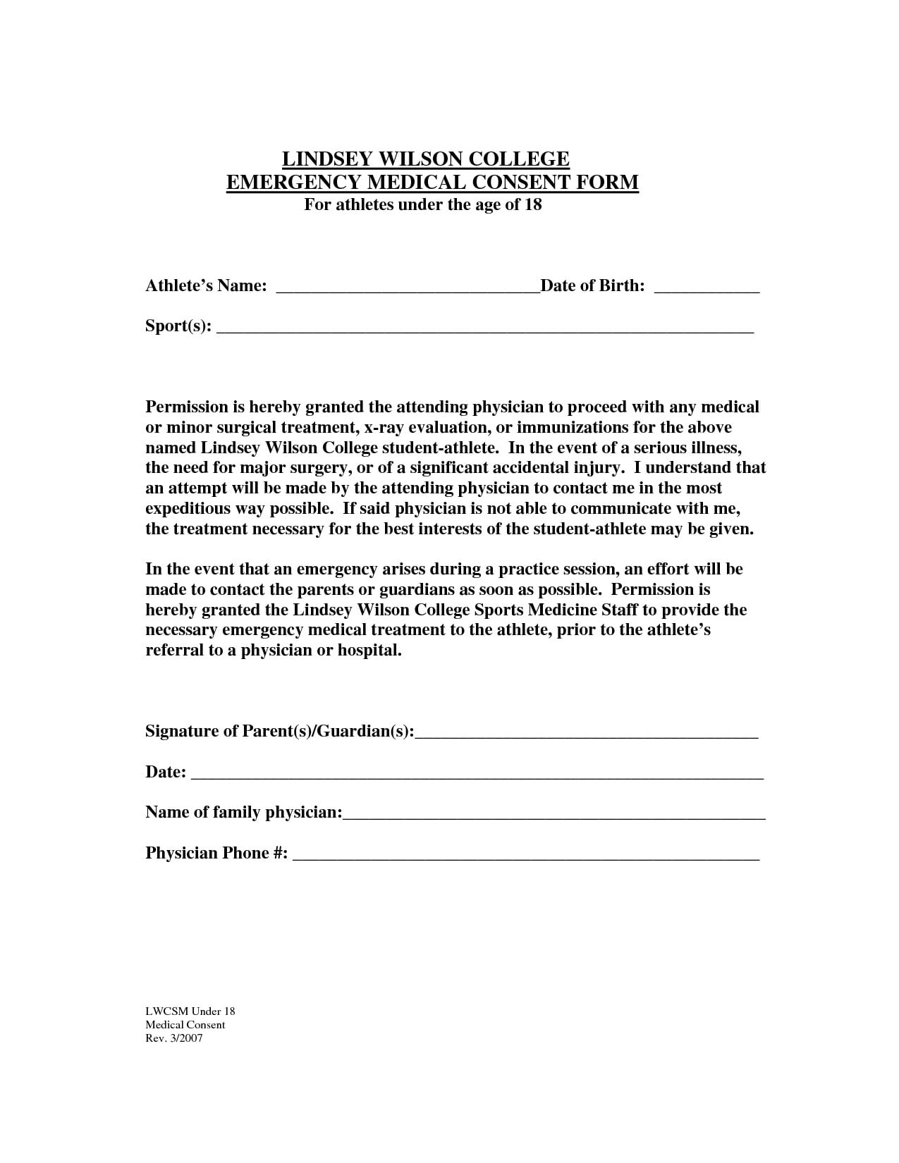 emergency medical authorization letter example
