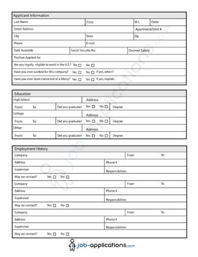 Blank Employment Application - 13+ Examples, Format, Pdf