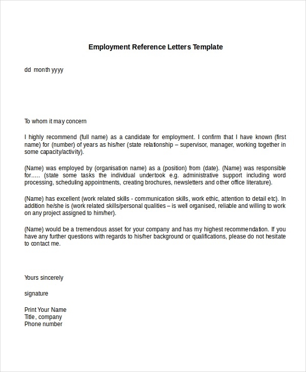 7+ Reference Letter for Employee Examples - PDF | Examples