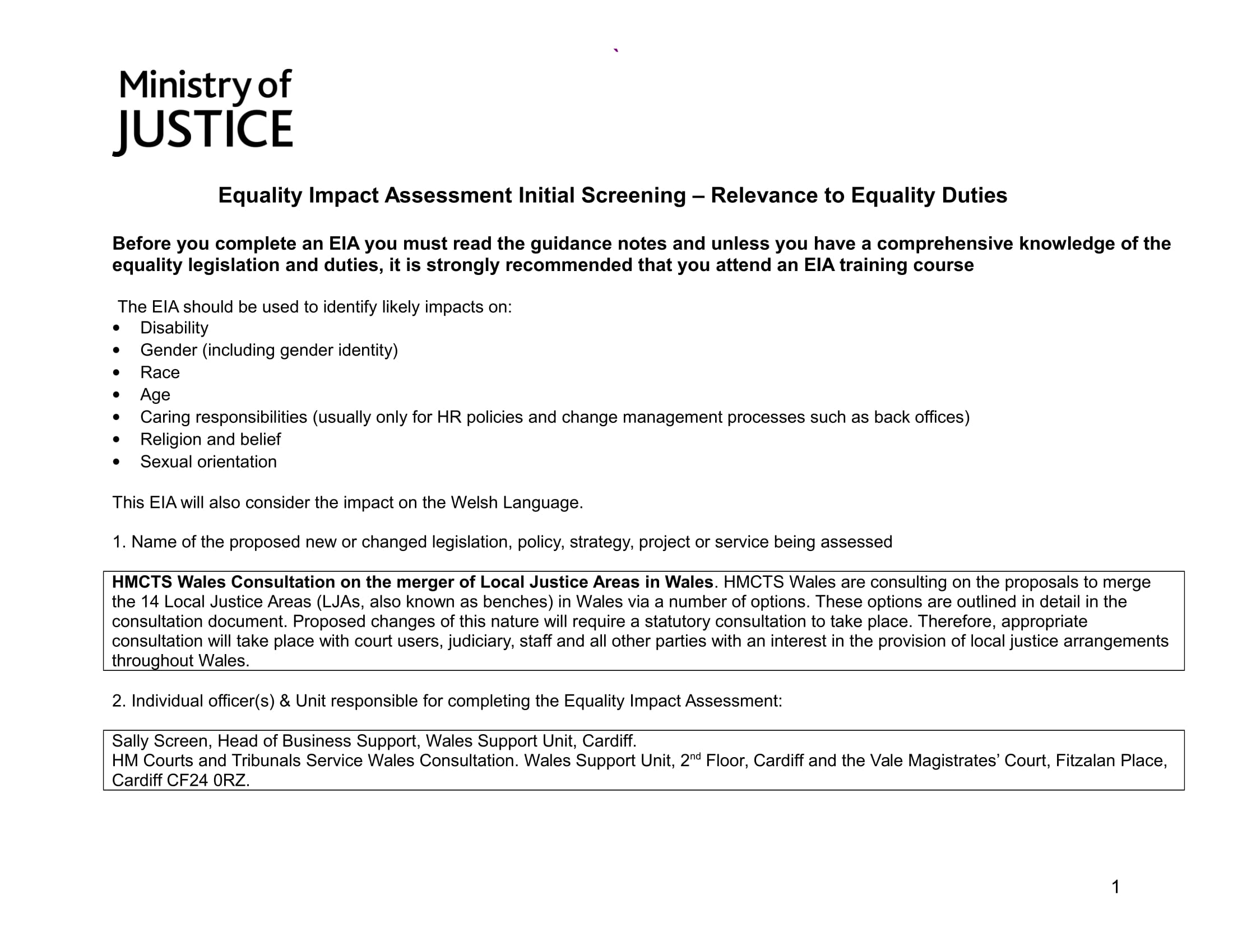 equality impact assessment example