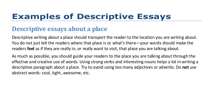 examples of descriptive essays