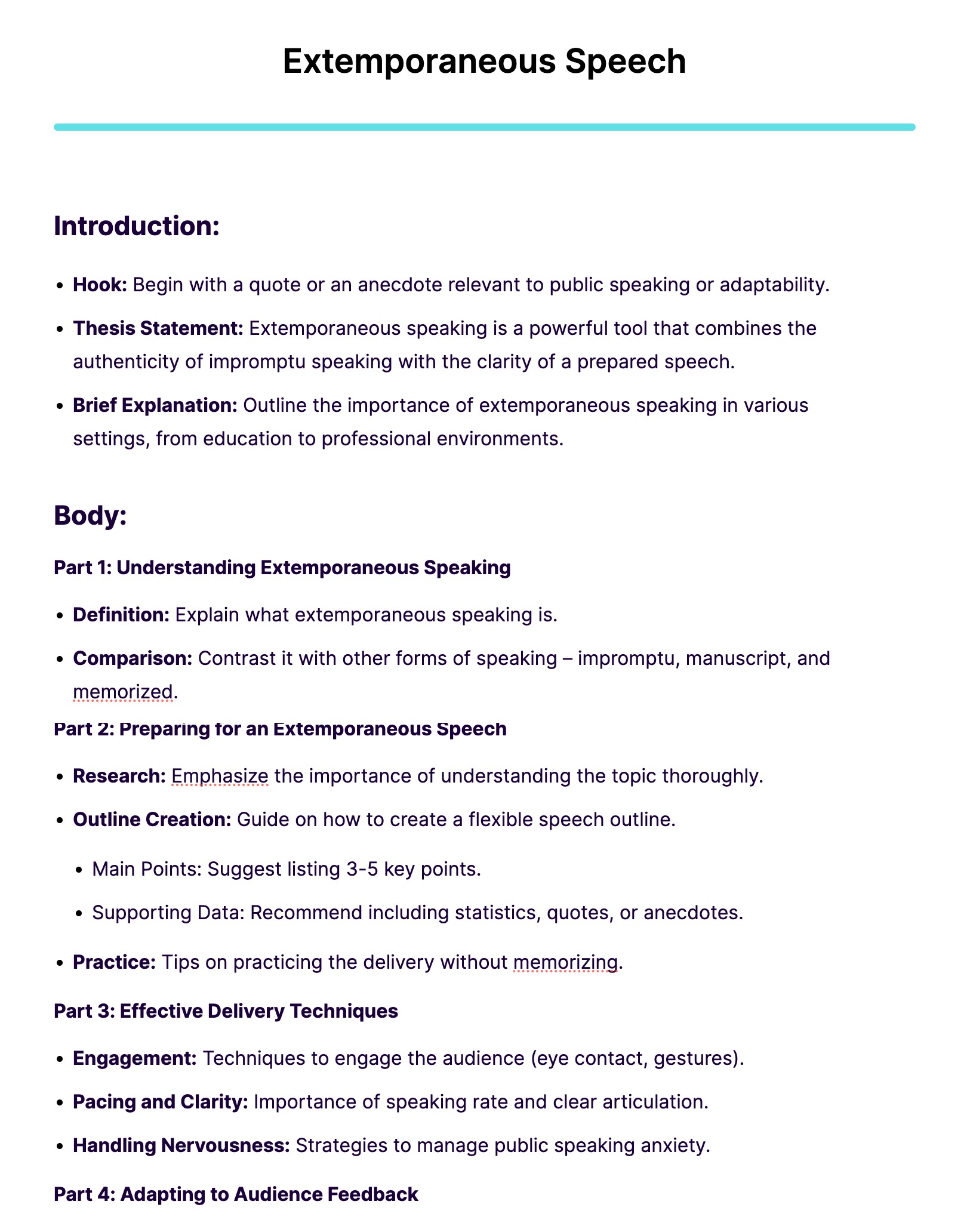 define extemporaneous mode of presentation skills with example