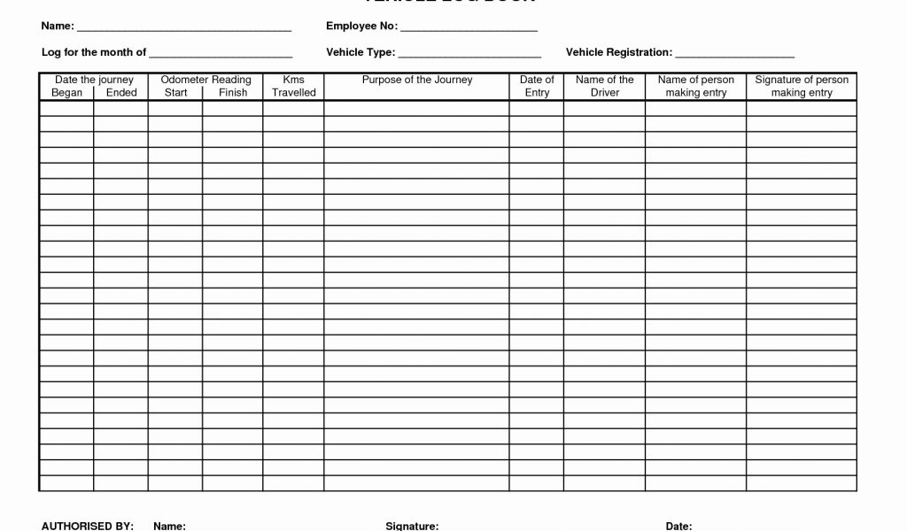 Extensive Printable Mileage Log Example