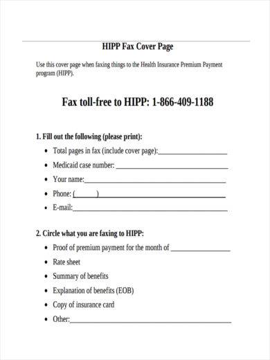 fax cover sheet