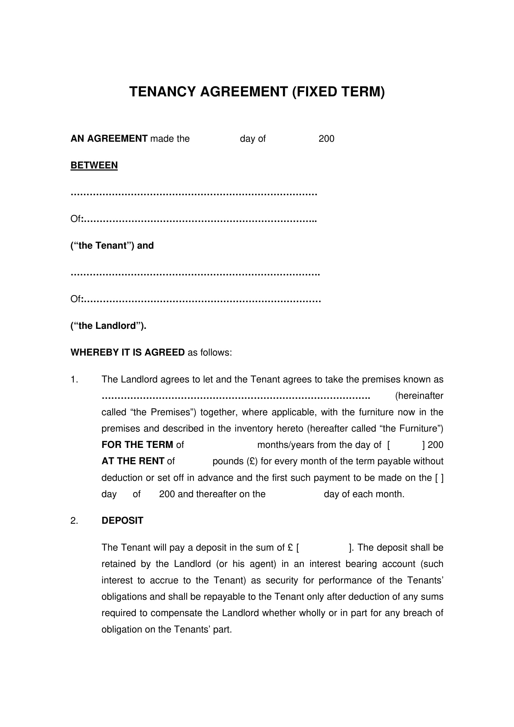 how do i write a simple tenancy agreement