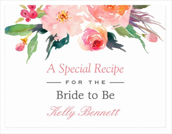 floral bridal shower recipe postcard