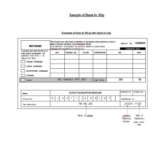 deposit example slip sentence Examples   and  Slip 10 Examples Templates DOC Deposit   PDF,