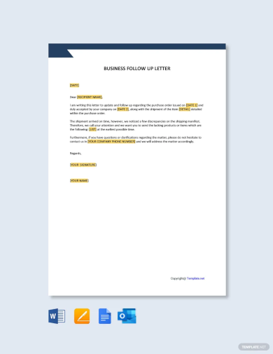 free business follow up letter template
