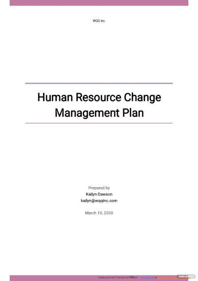 Free Human Resource Change Management Plan Template