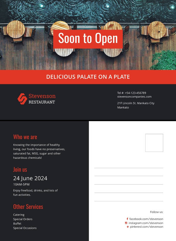 free new business announcement postcard example