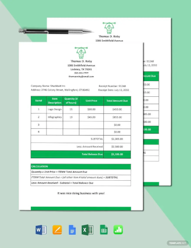 freelance receipt of payment template