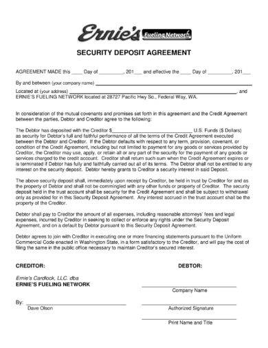 fueling network security deposit agreement example1