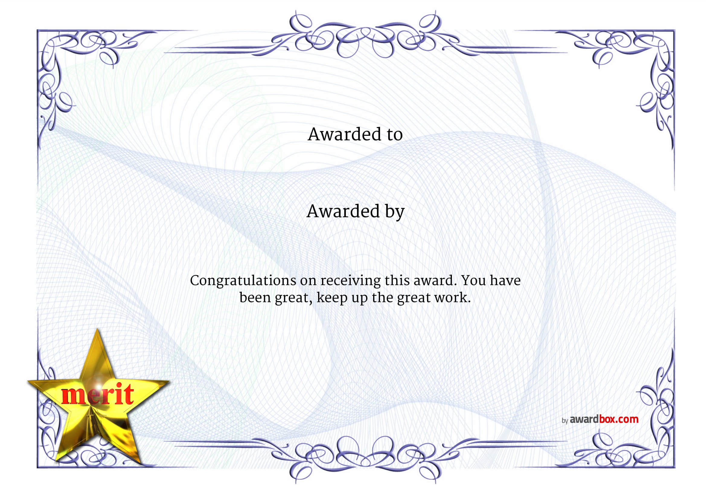 generic blank award certificate example