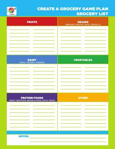 grocery list template example