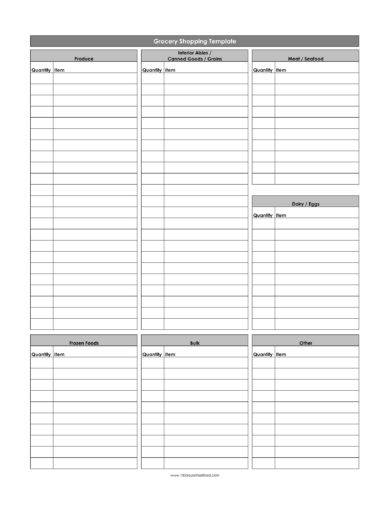 grocery shopping list template example