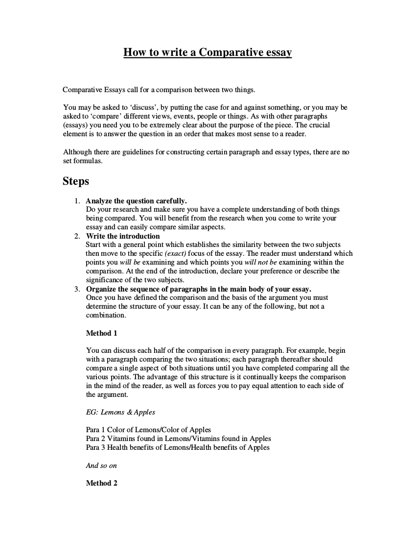 comparative essay structure template