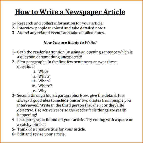 how to write a newspaper like article