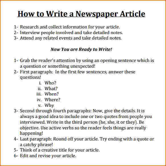 how to write newspaper article titles in an essay