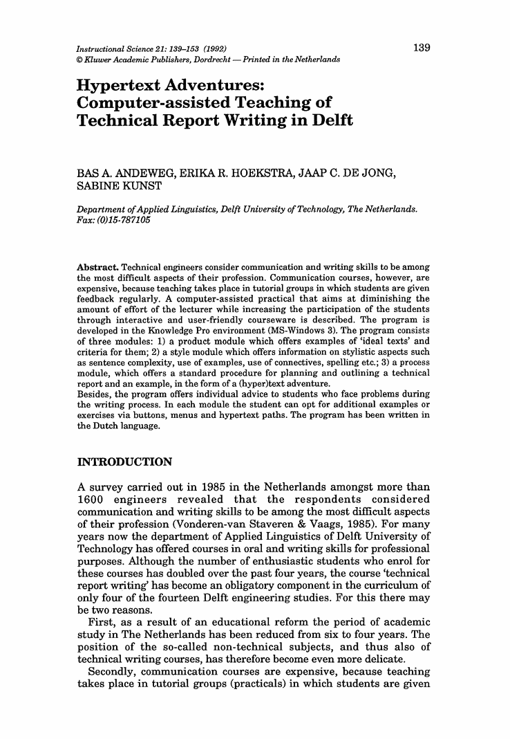 structure of technical report writing