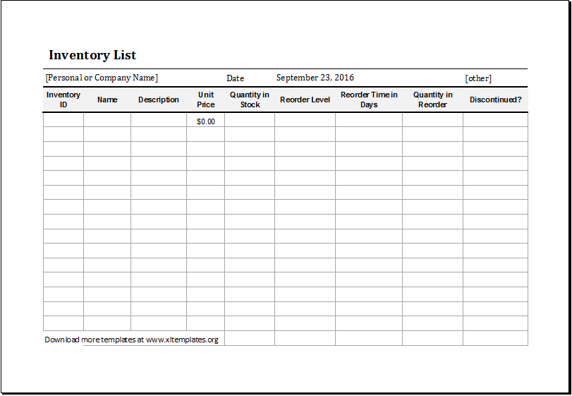 moving box inventory list template