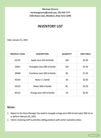 inventory list template1