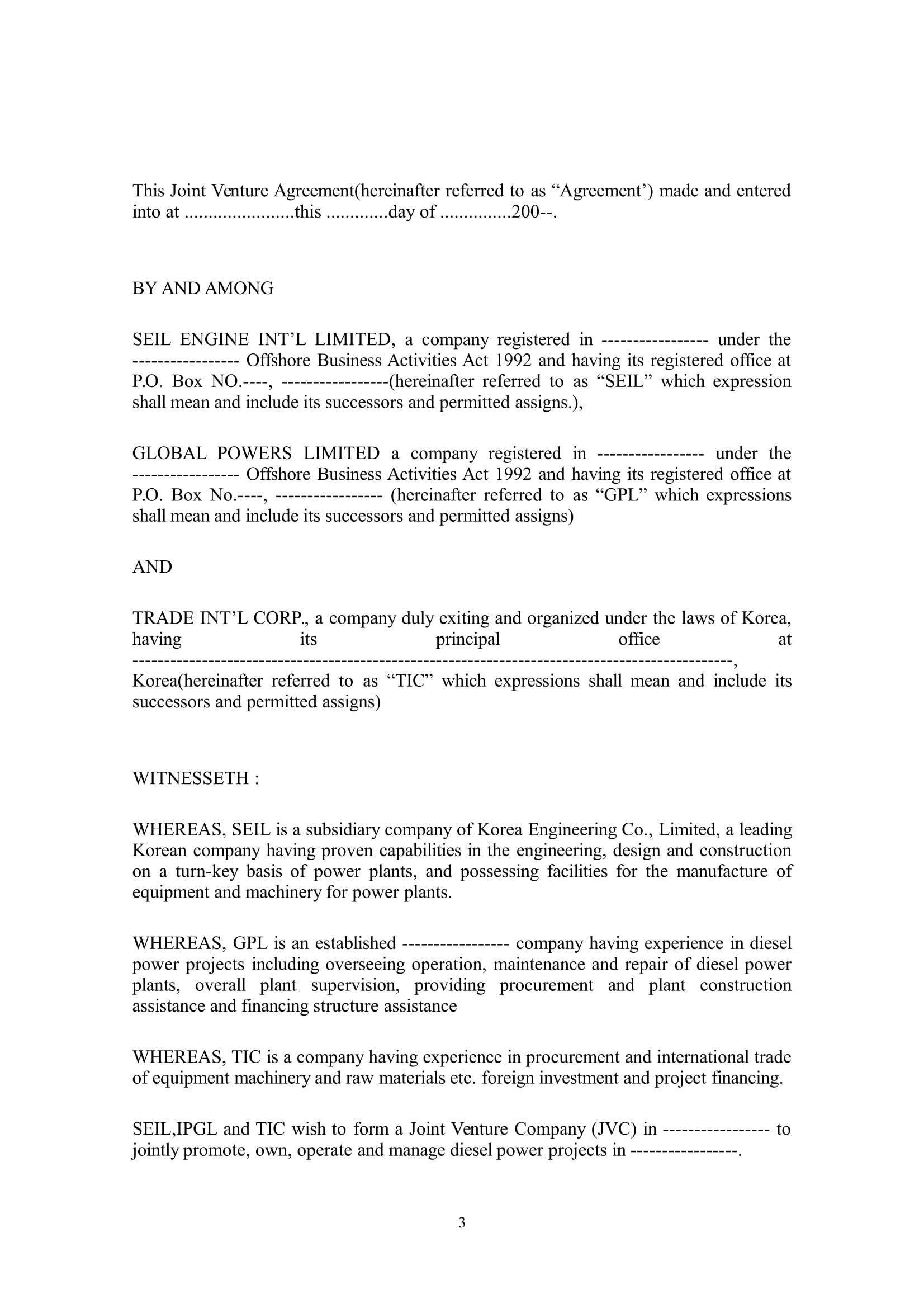 Joint Venture Agreement Doc from images.examples.com