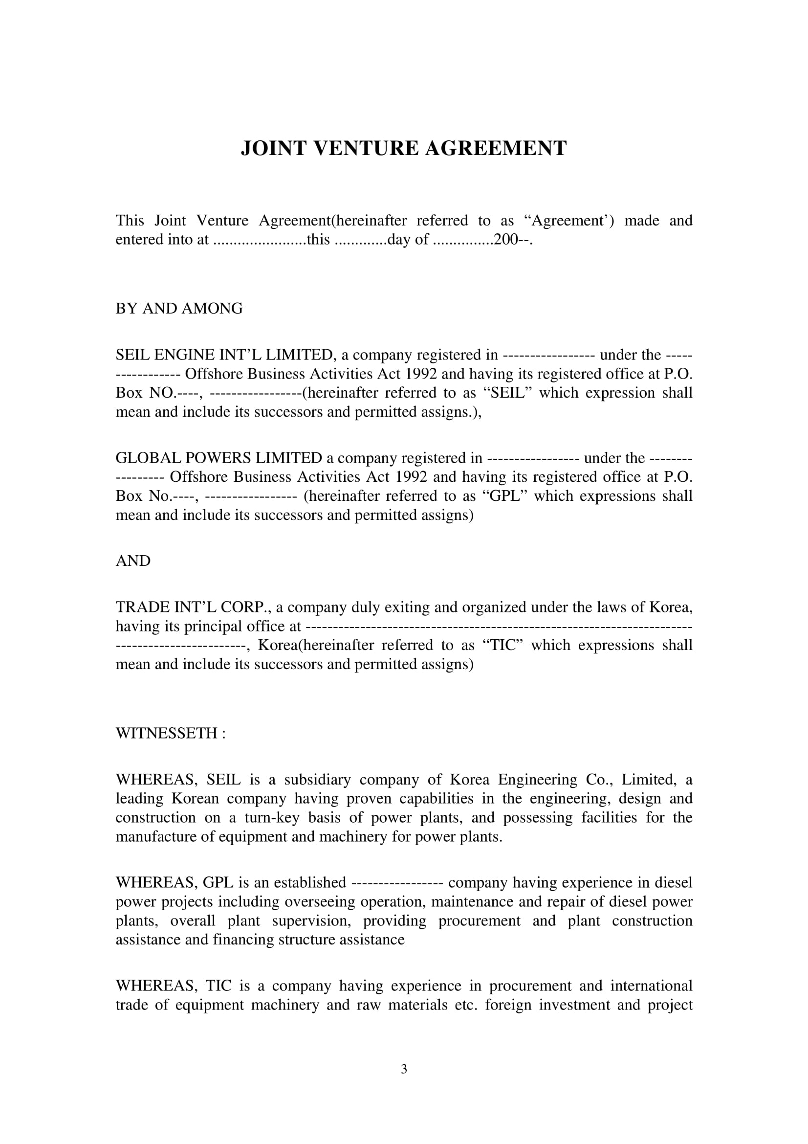 21+ Joint Venture Agreement Examples - PDF, DOC  Examples Intended For free simple joint venture agreement template