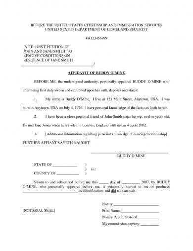 legal affidavit of marriage example1