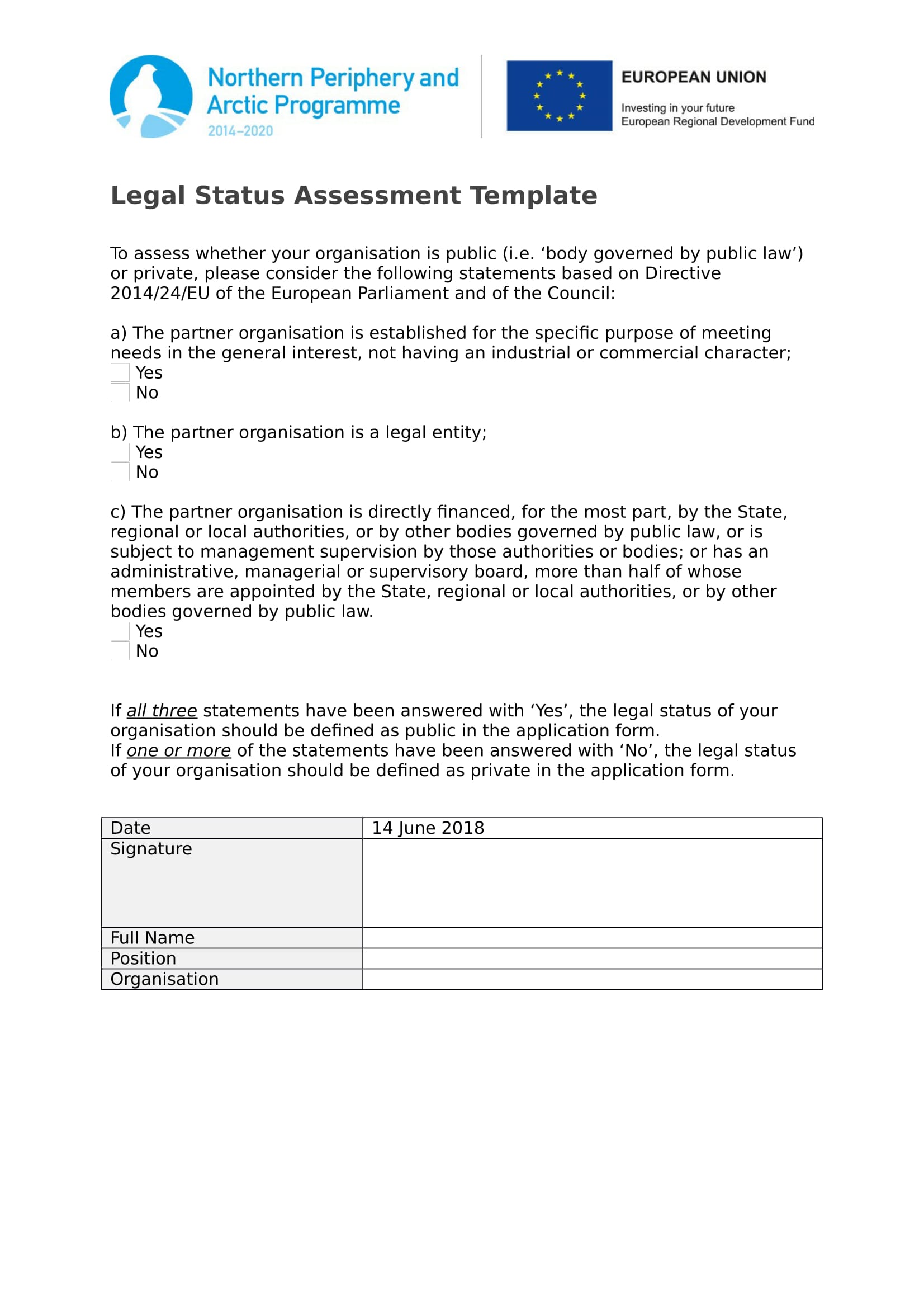 legal status assessment template example 1