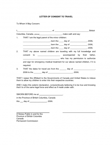 Sample Consent Letter For Children Travelling Abroad With One Parent from images.examples.com