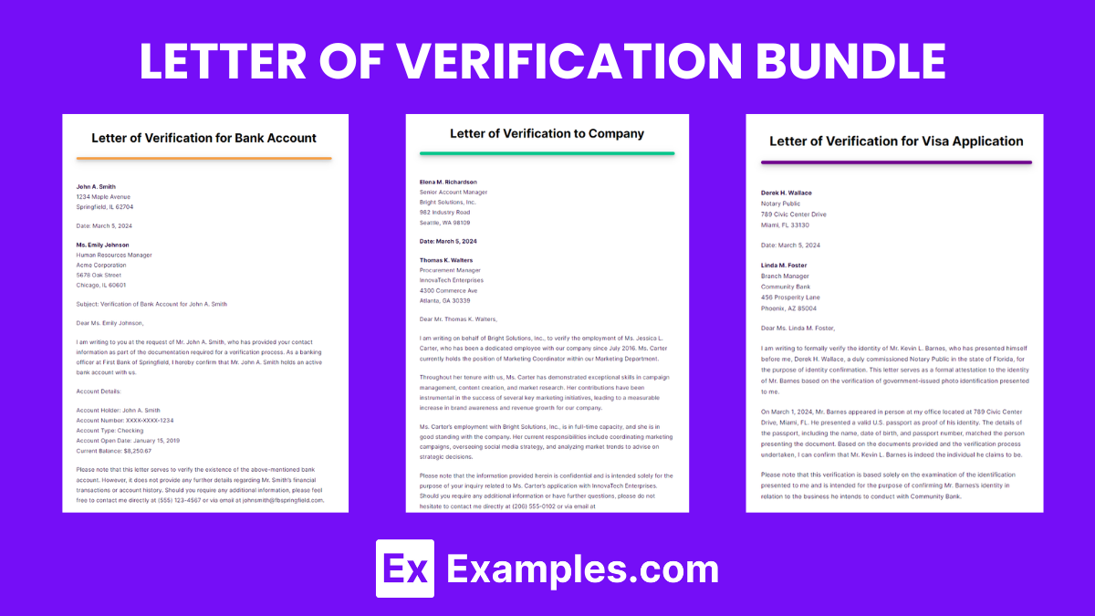 Letter of Verification Bundle